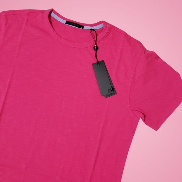 Greyson Alpha Slub Tee T-shirt Men Medium Sasanqua Pink NWT - Picture 2 of 4